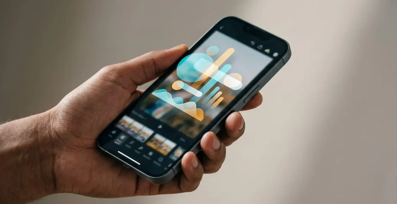 Smartphone screen showing transparent system overlay with real-time processor usage indicators during AI task