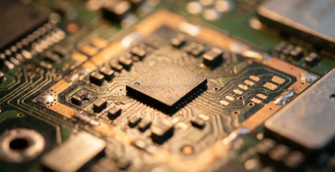 Close-up of a modern smartphone security chip with cryptographic circuitry on circuit board representing hardware-level data encryption
