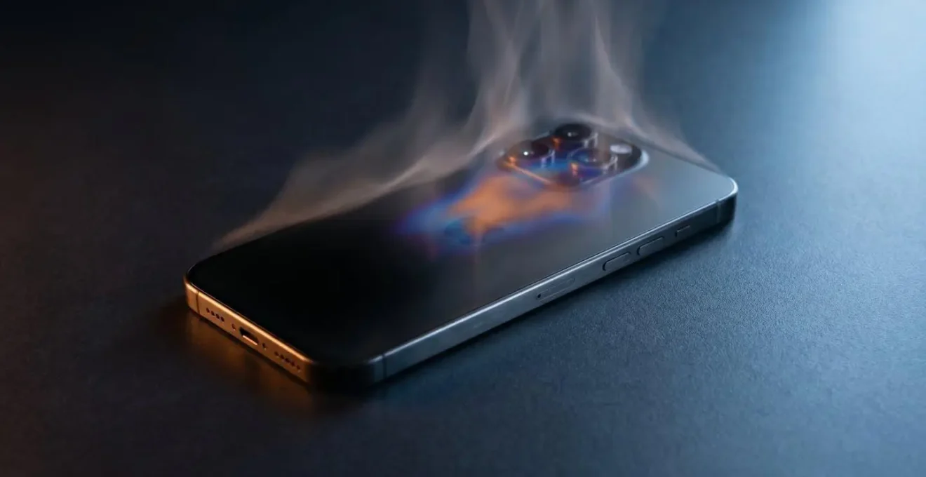 Close-up view of smartphone processor overheating during intensive mobile gaming session