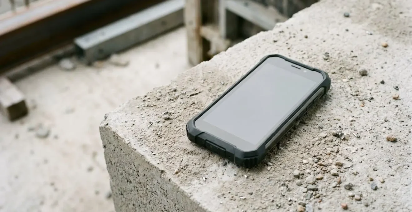 Professional stress testing setup for construction site phone durability