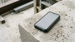 Professional stress testing setup for construction site phone durability