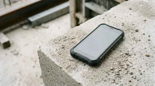 Professional stress testing setup for construction site phone durability